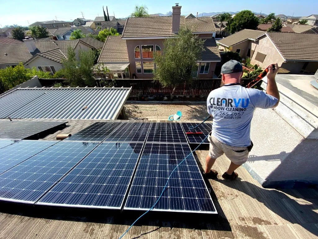 Solar panel with dust and pollen buildup reducing energy output