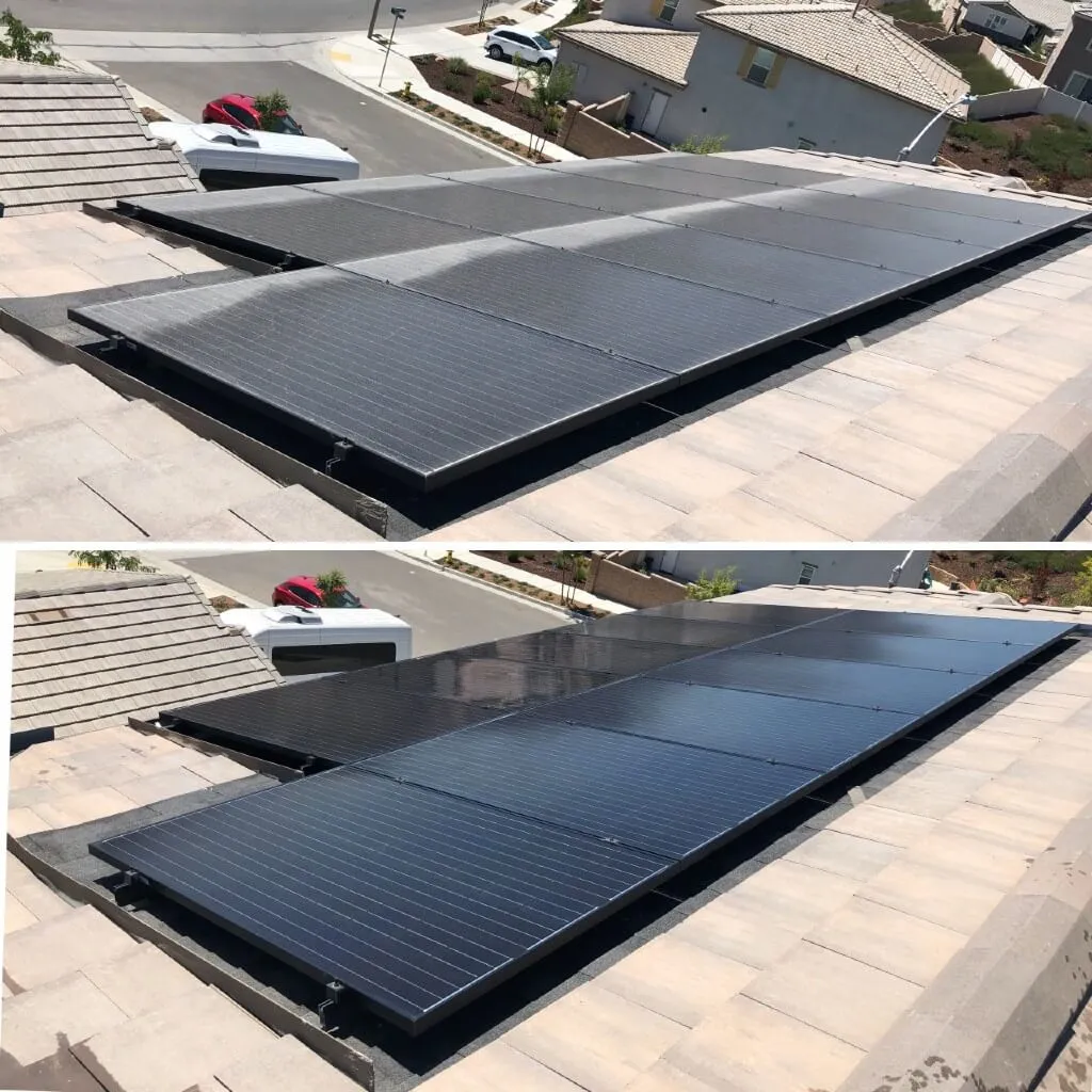 Solar panel cleaners using purified water system in Murrieta