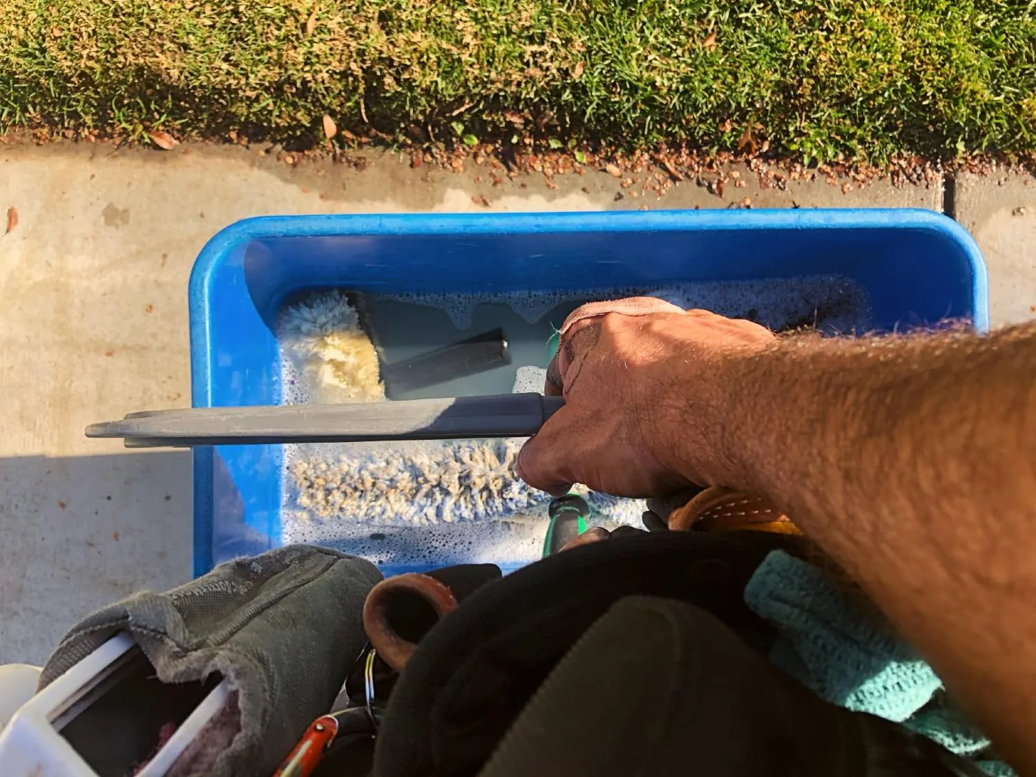 Professional window cleaning team with equipment in Murrieta CA